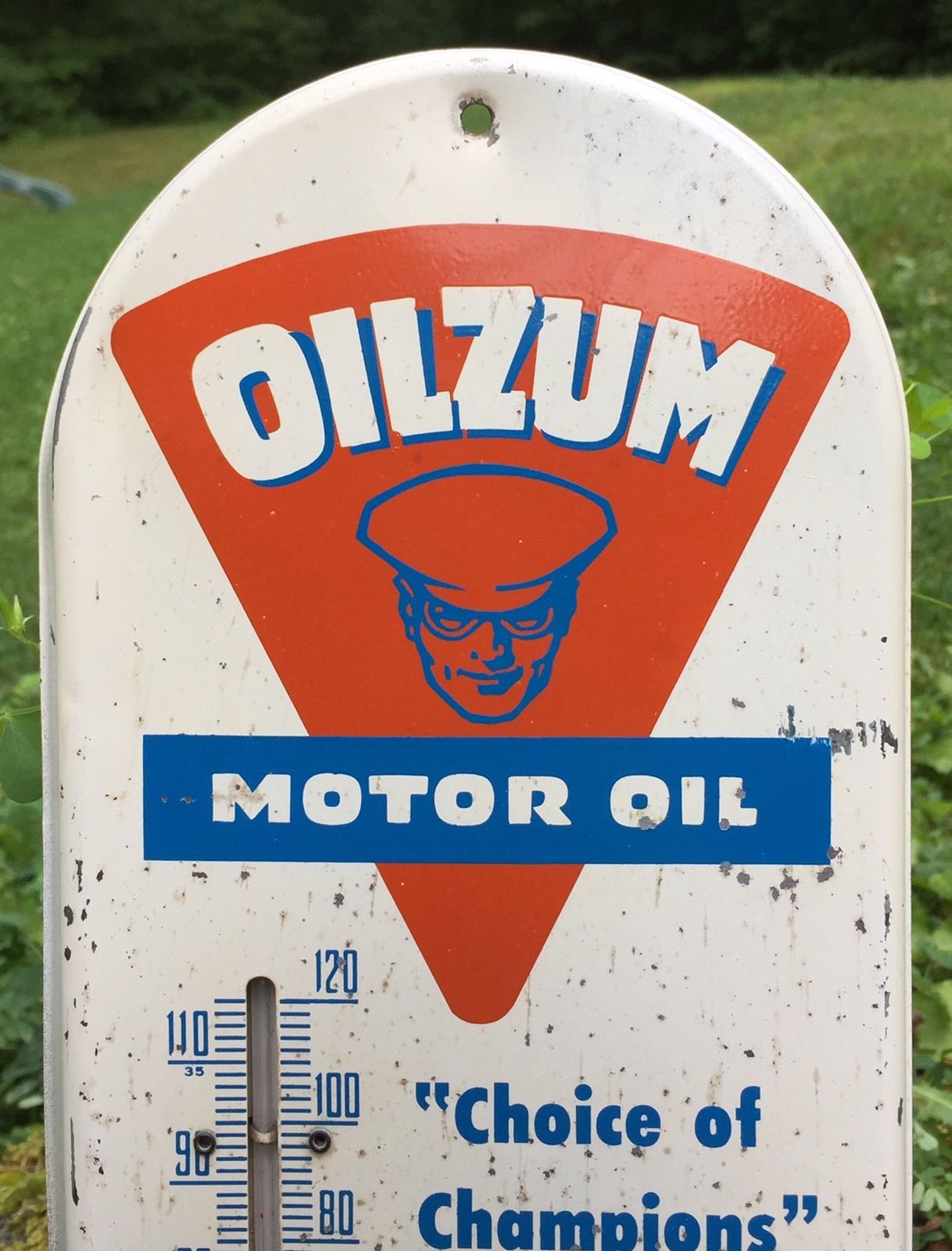 RARE Vintage Original OILZUM Motor Oil Thermometer White & Bagley Co. Sign