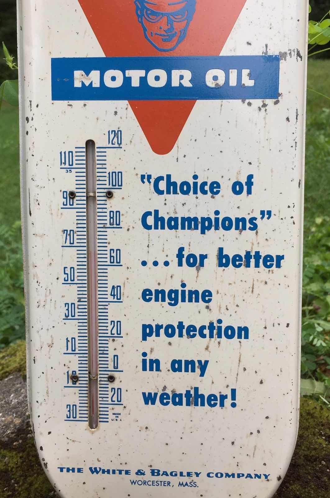 RARE Vintage Original OILZUM Motor Oil Thermometer White & Bagley Co. Sign