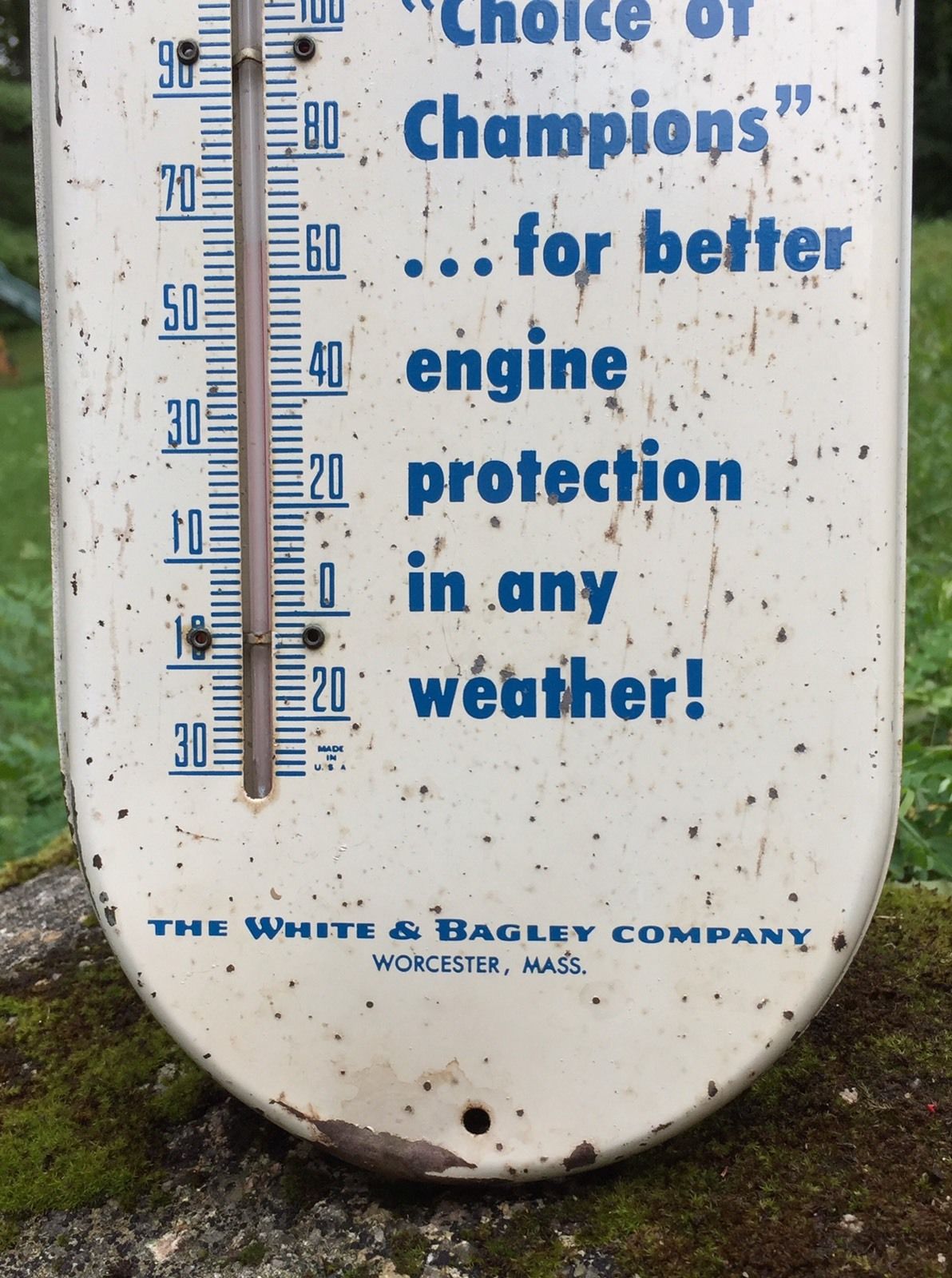 RARE Vintage Original OILZUM Motor Oil Thermometer White & Bagley Co. Sign