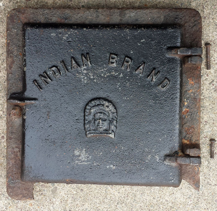 Restored Antique Vintage Indian Brand Cast Iron Coal Wood Stove Door Panel Plate