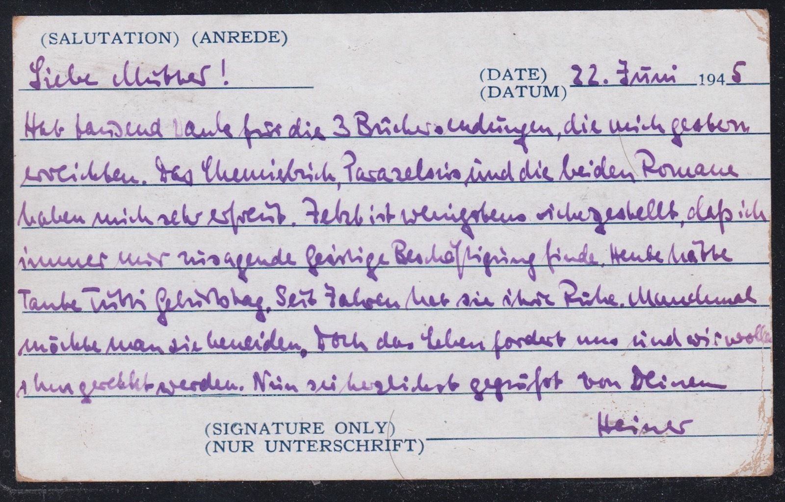 Canada 1945 MEDICINE HAT Prisoner of War POW Camp DELAYED Postcard to Germany