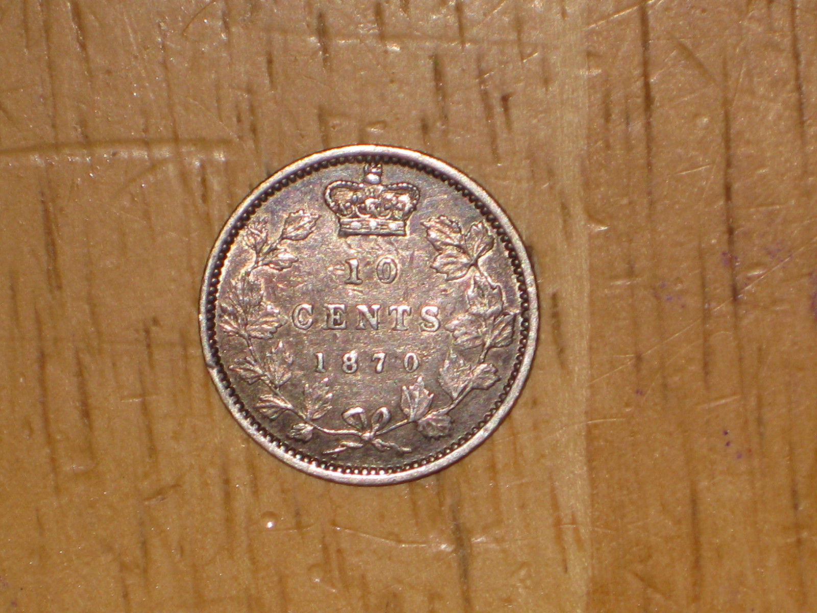 Canada 1870 Narrow 0 silver 10 Cents coin Very Fine nice