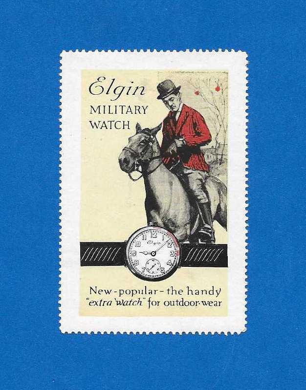 Elgin Military Watch Poster/Cinderella Stamp c 1916 Scarce!