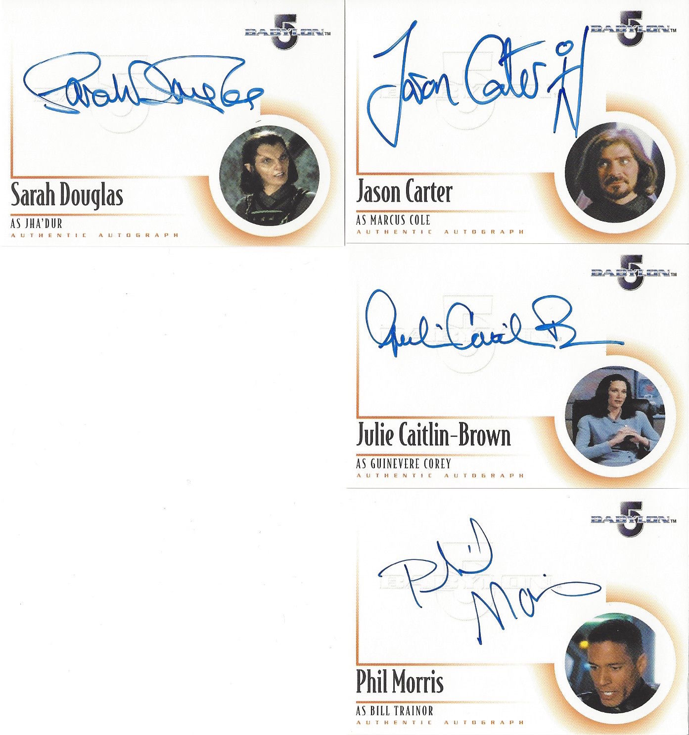 THE COMPLETE BABYLON 5 AUTOGRAPH SET A1-A13