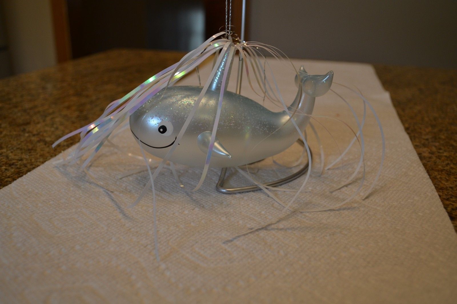 Italian? Christmas Ornament Blown Glass Whale