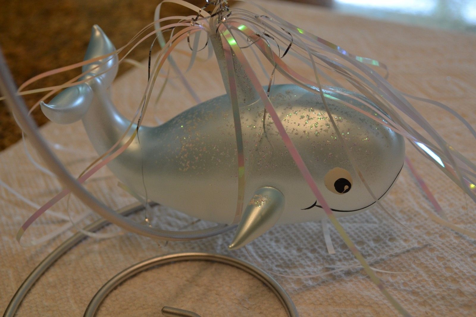 Italian? Christmas Ornament Blown Glass Whale