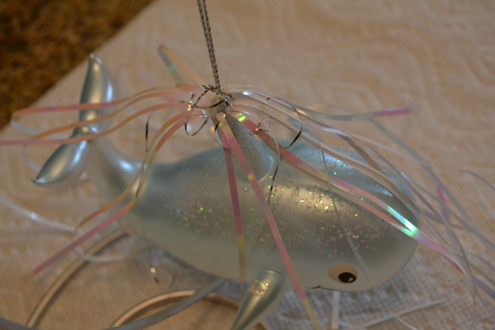 Italian? Christmas Ornament Blown Glass Whale