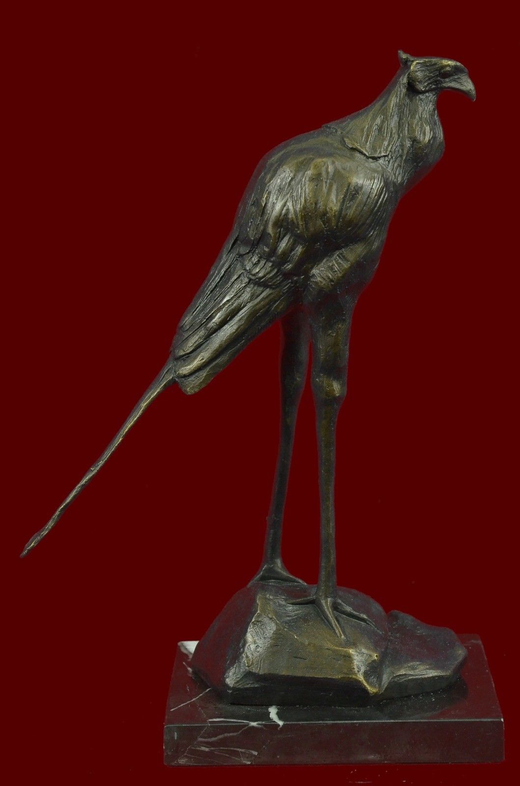 Marble Bugatti Wildlife Stork Bird Bronze Sculpture Statue Gift Decor Collectibl