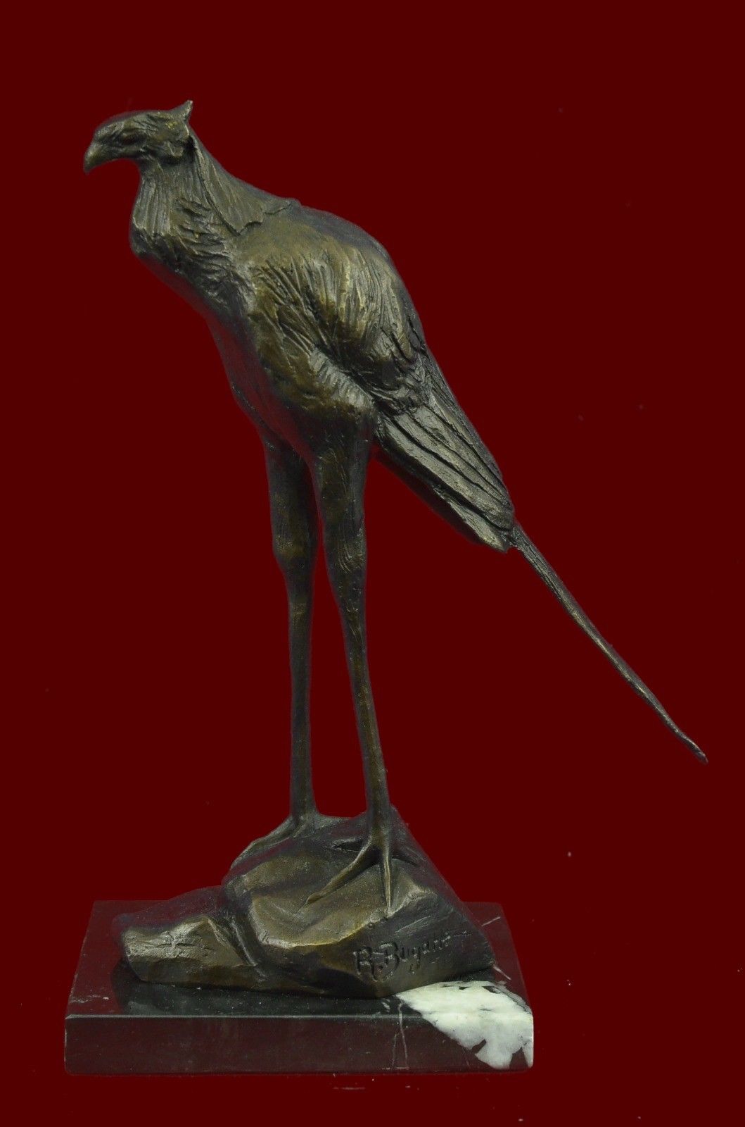 Marble Bugatti Wildlife Stork Bird Bronze Sculpture Statue Gift Decor Collectibl