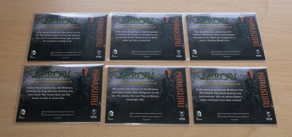 Arrow Season 2: Complete 6 Card 'Mirakuru' Chase Set U1-U6