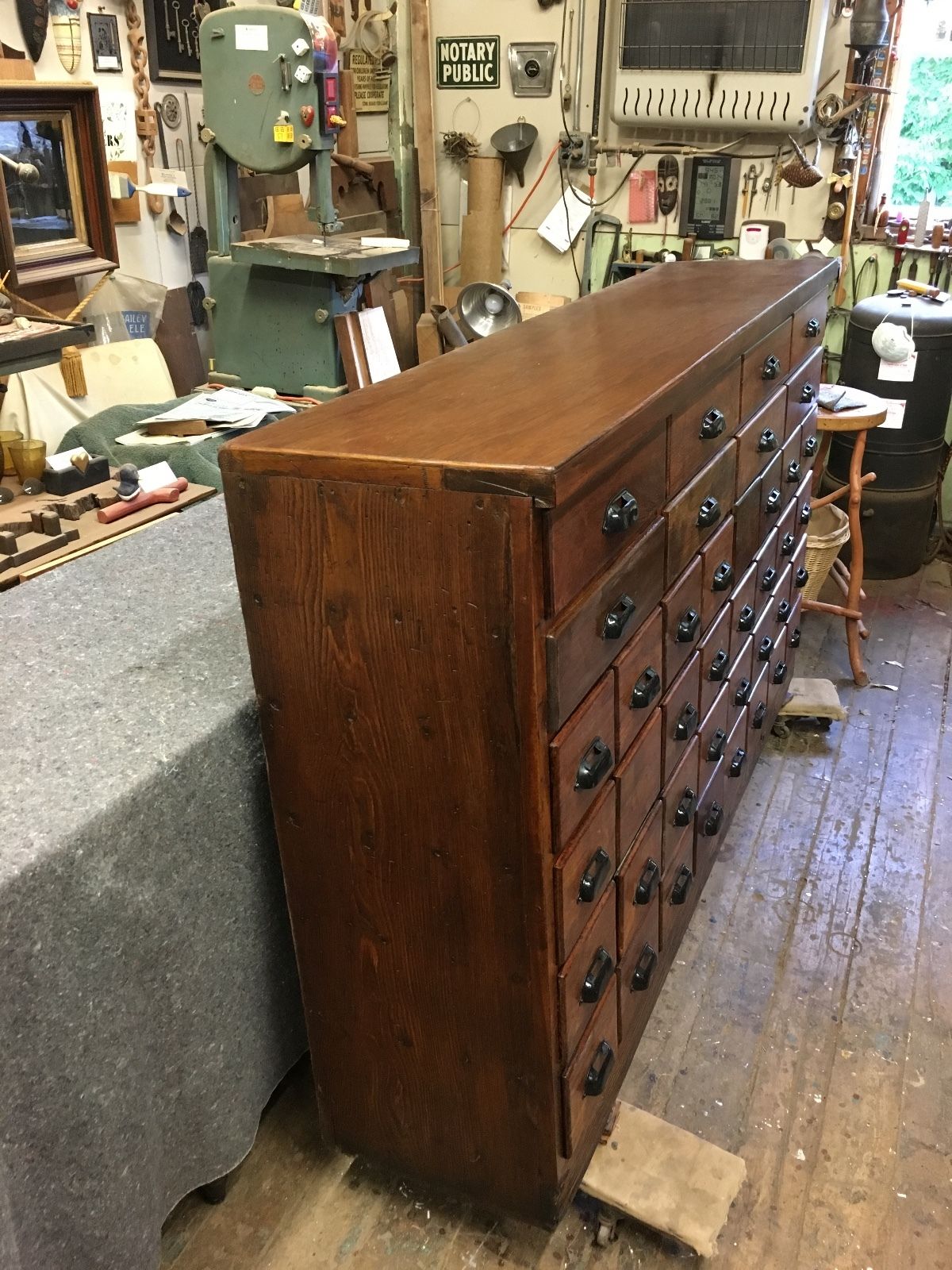 Antique Vintage Mahogany Wood 40 Drawer Storage Apothecary Cabinet Counter