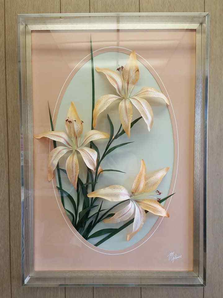 Botanical Lilly Collage by listed artist Jon Gilmore Pop Art Decor HUGE PIECE