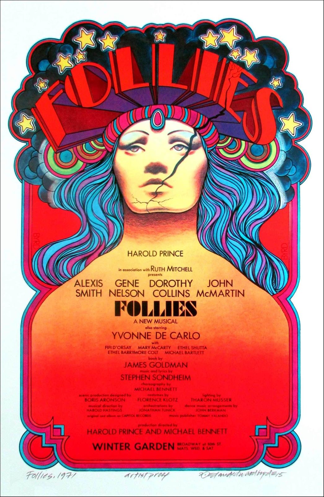 Follies 1971 Broadway Full Sized Show Poster New AP Hand-Signed by David Byrd