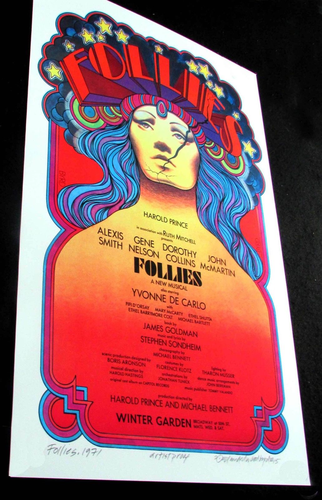 Follies 1971 Broadway Full Sized Show Poster New AP Hand-Signed by David Byrd