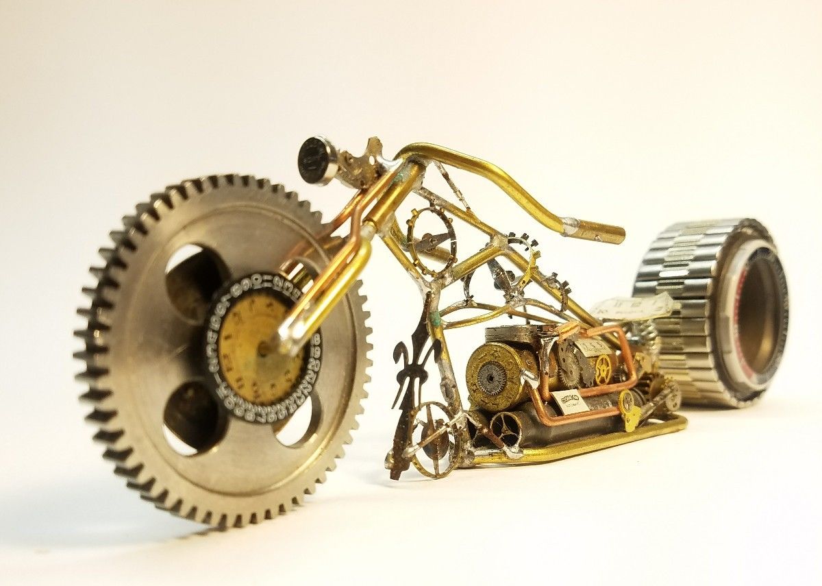 Handmade Motorcycle made with watch parts and other materials. one of a kind. #2