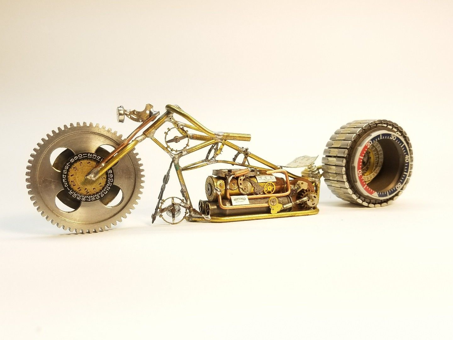 Handmade Motorcycle made with watch parts and other materials. one of a kind. #2