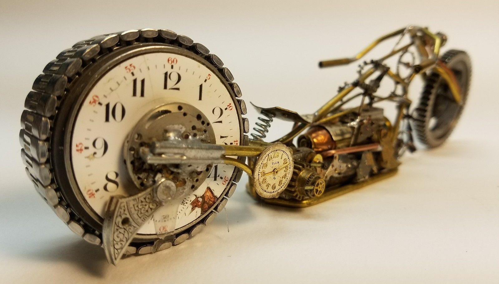 Handmade Motorcycle made with watch parts and other materials. one of a kind. #2