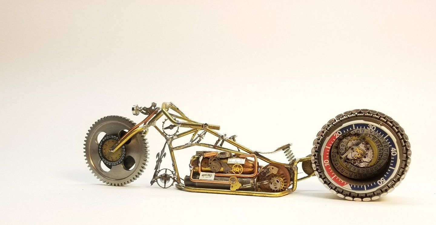 Handmade Motorcycle made with watch parts and other materials. one of a kind. #2