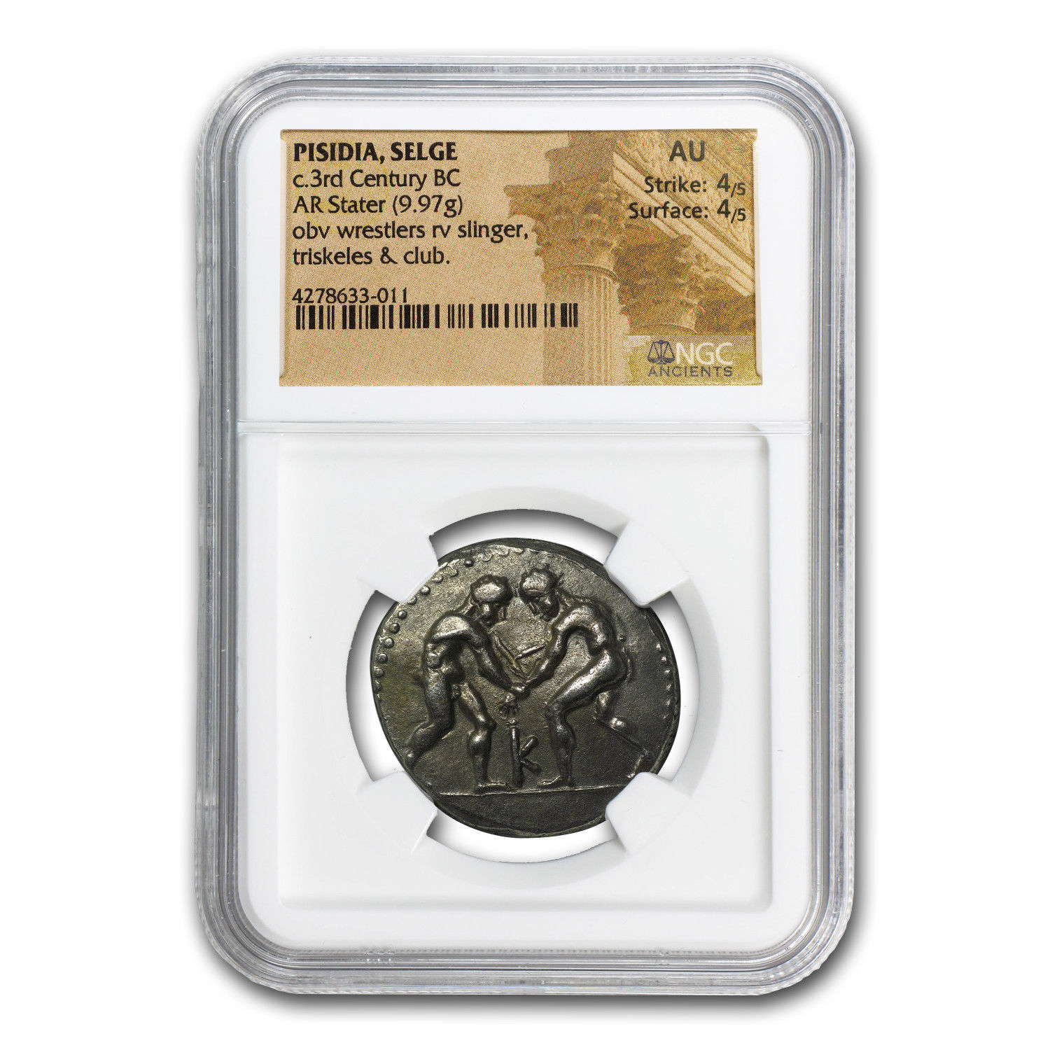 Pisidia Selge AR Stater Wrestlers (3rd Century BC) AU NGC