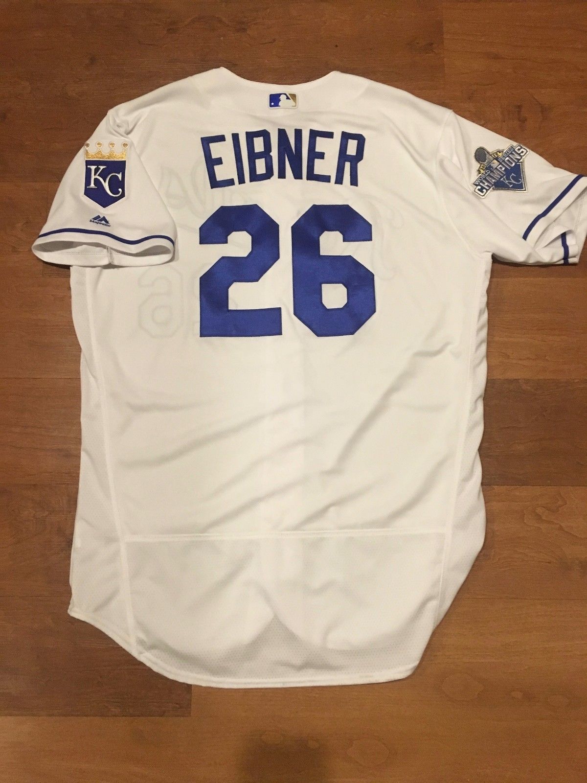 BRETT EIBNER NON GAME USED ISSUED ROYALS 2016 JERSEY WORLD SERIES PATCH SIZE 48