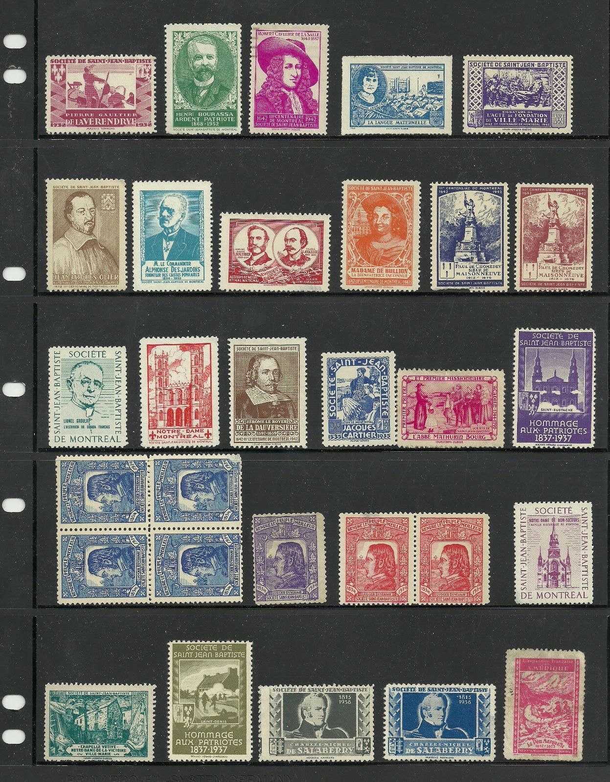 Lot of 43 Quebec - Société Saint-Jean Baptiste cinderella stamps