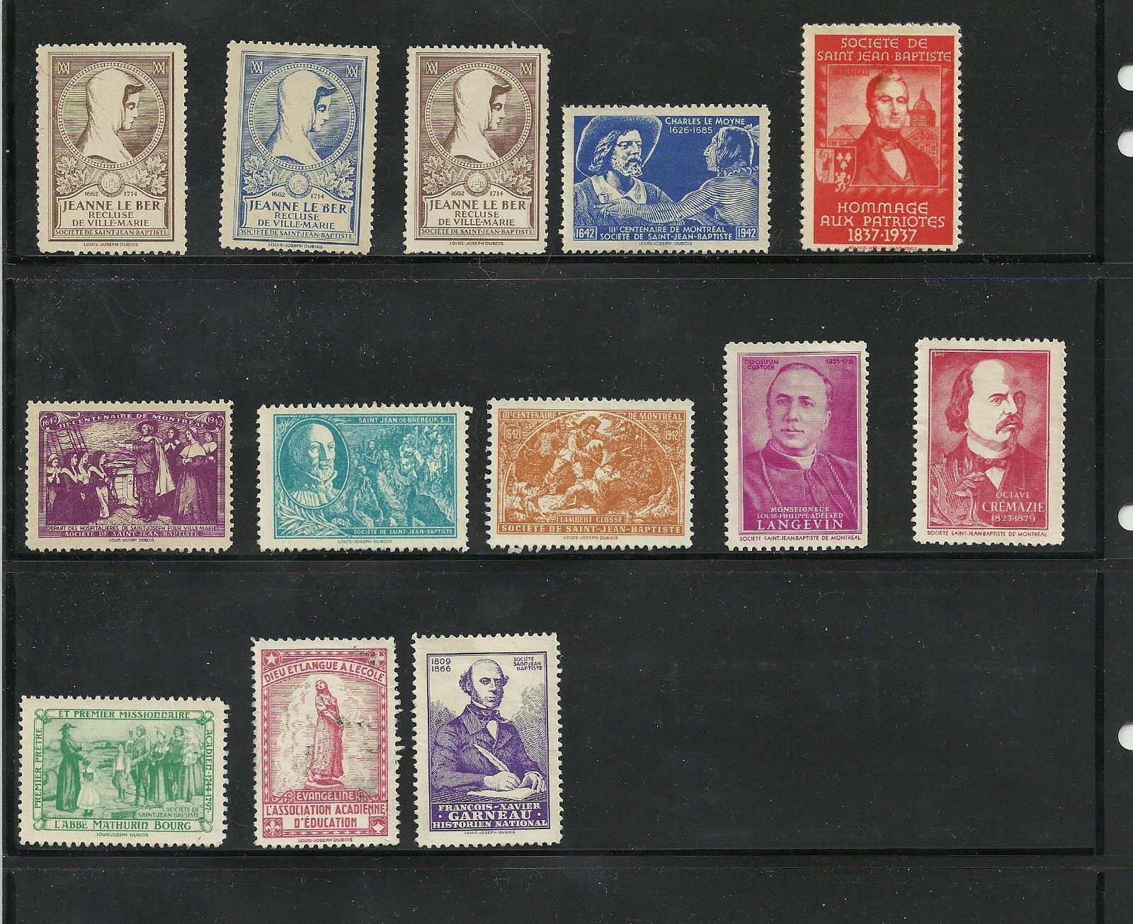 Lot of 43 Quebec - Société Saint-Jean Baptiste cinderella stamps