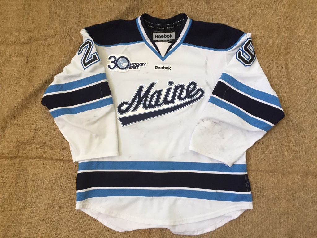 NCAA University of Maine men's game-worn hockey jersey size 54 Hockey East 30th