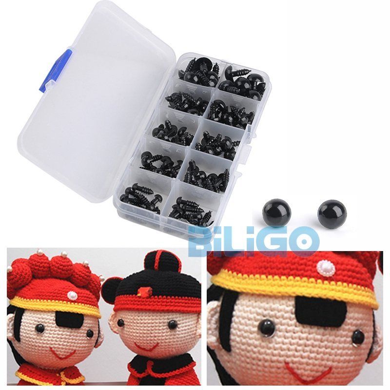 6~12mm Black 100pcs/Set Plastic Safety Eye For Teddy Bear Doll Animal Puppet Toy