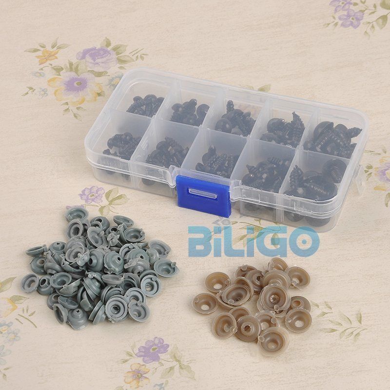 6~12mm Black 100pcs/Set Plastic Safety Eye For Teddy Bear Doll Animal Puppet Toy