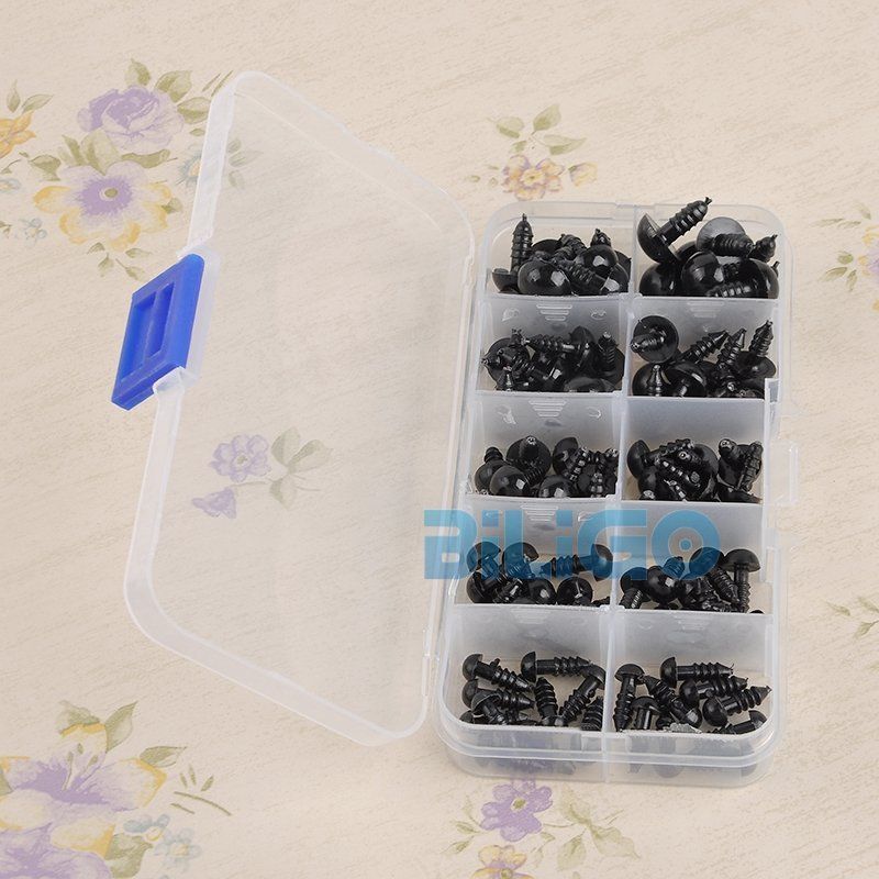 6~12mm Black 100pcs/Set Plastic Safety Eye For Teddy Bear Doll Animal Puppet Toy