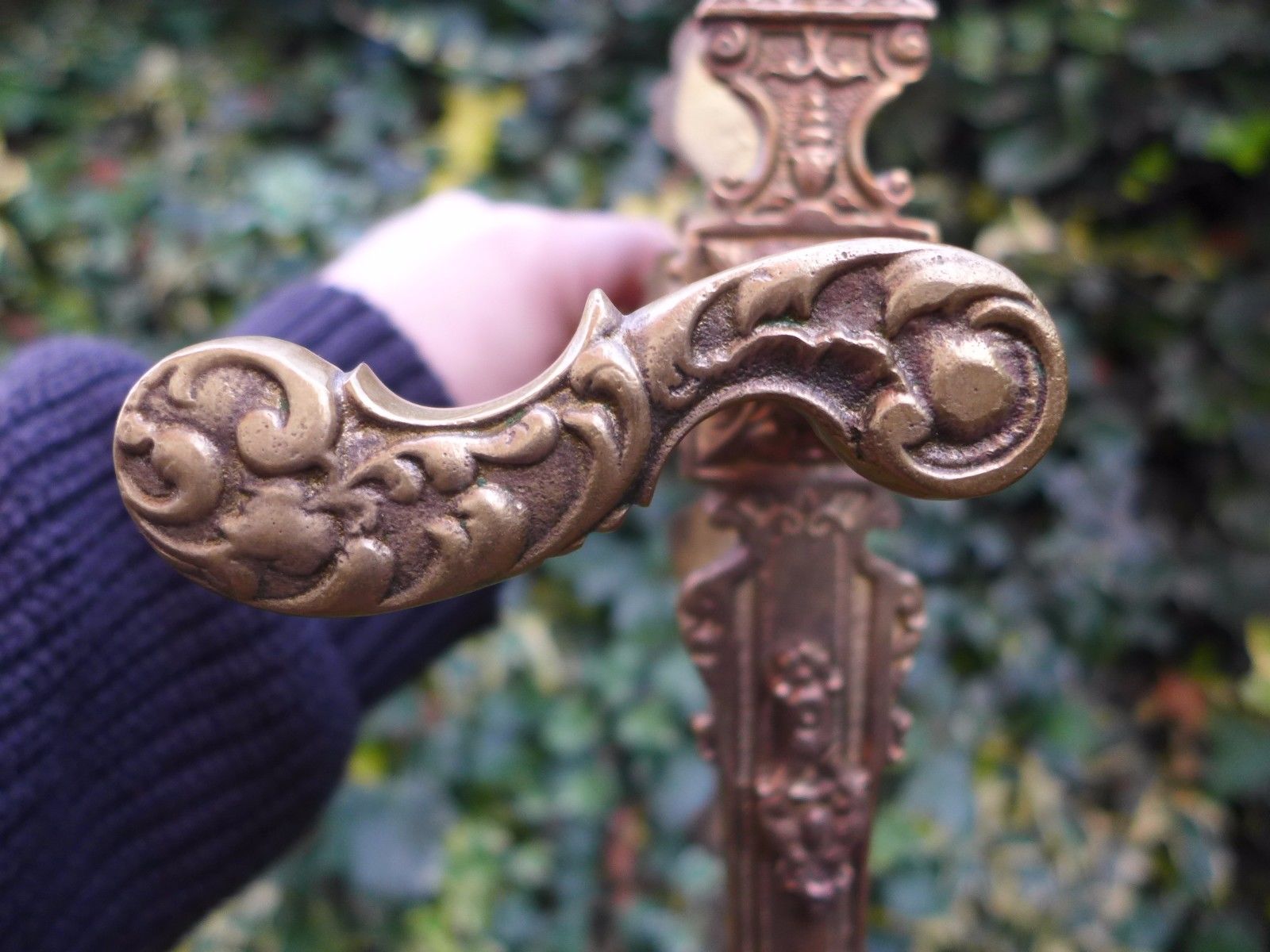 Vintage / antique beautiful brass door handle with brass covers project 07-01