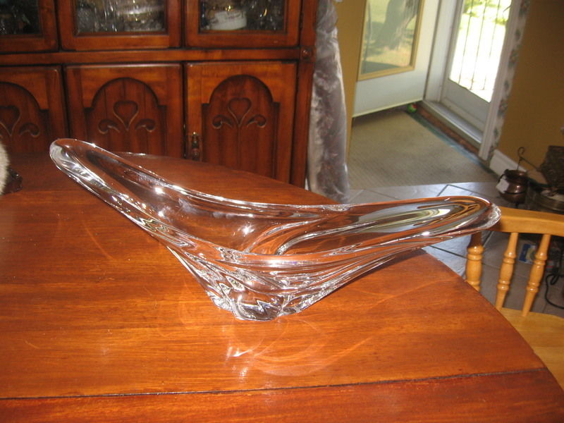 Antique vase bowl CRYSTAL signed DAUM  FRANCE  clear glass 19.5" IN