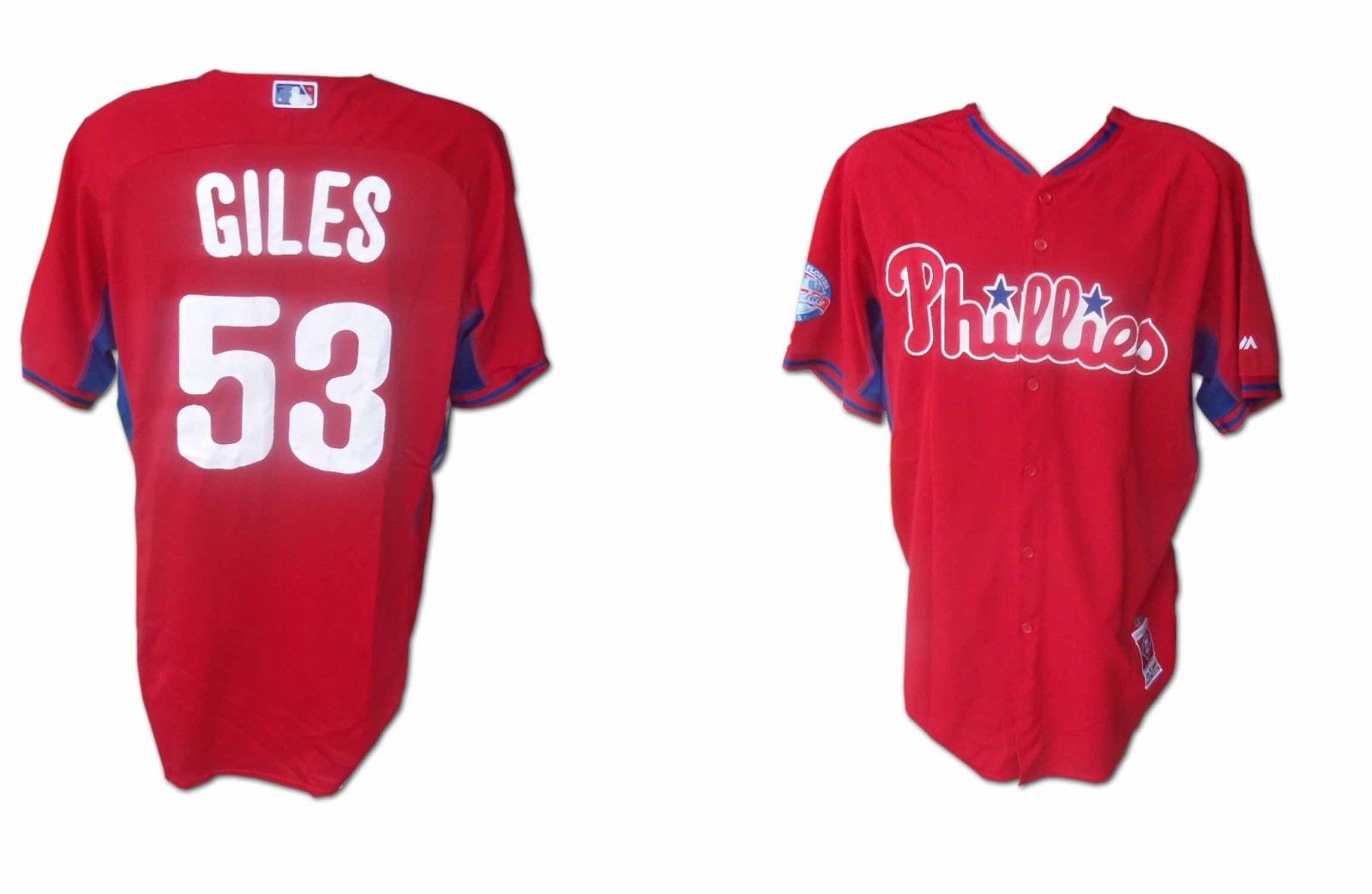 Phillies KEN GILES 2015 game used jersey w/COA MLB AUTHENTICATED HZ 389366