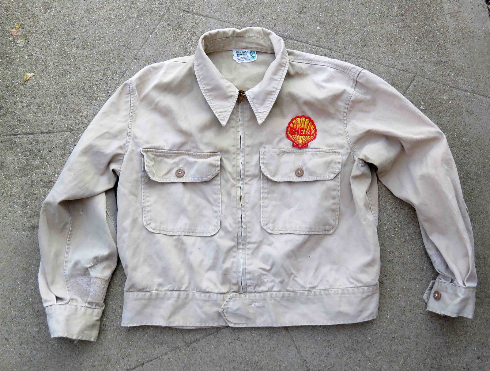 Original c late 1940s early 1950s Shell Oil Service Station Work Jacket Workwear