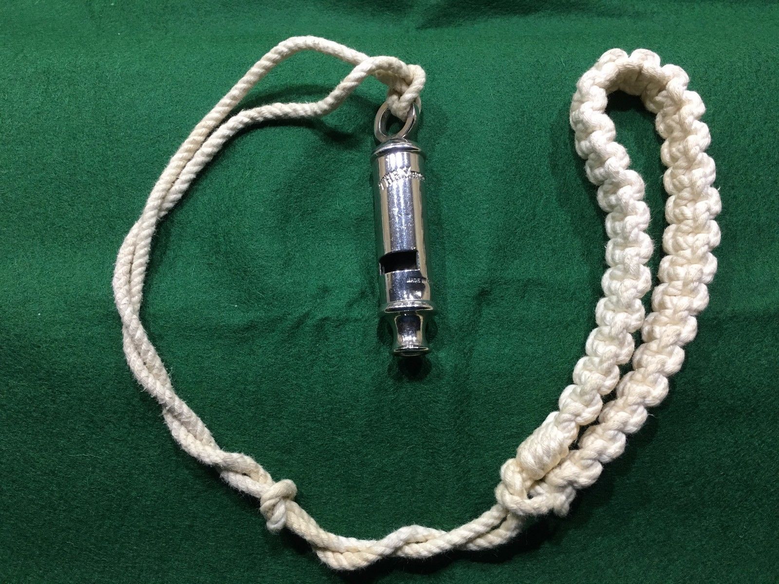 Vintage "The Metropolitan" Police Whistle on Boy Scouts Plaited Cord Lanyard.