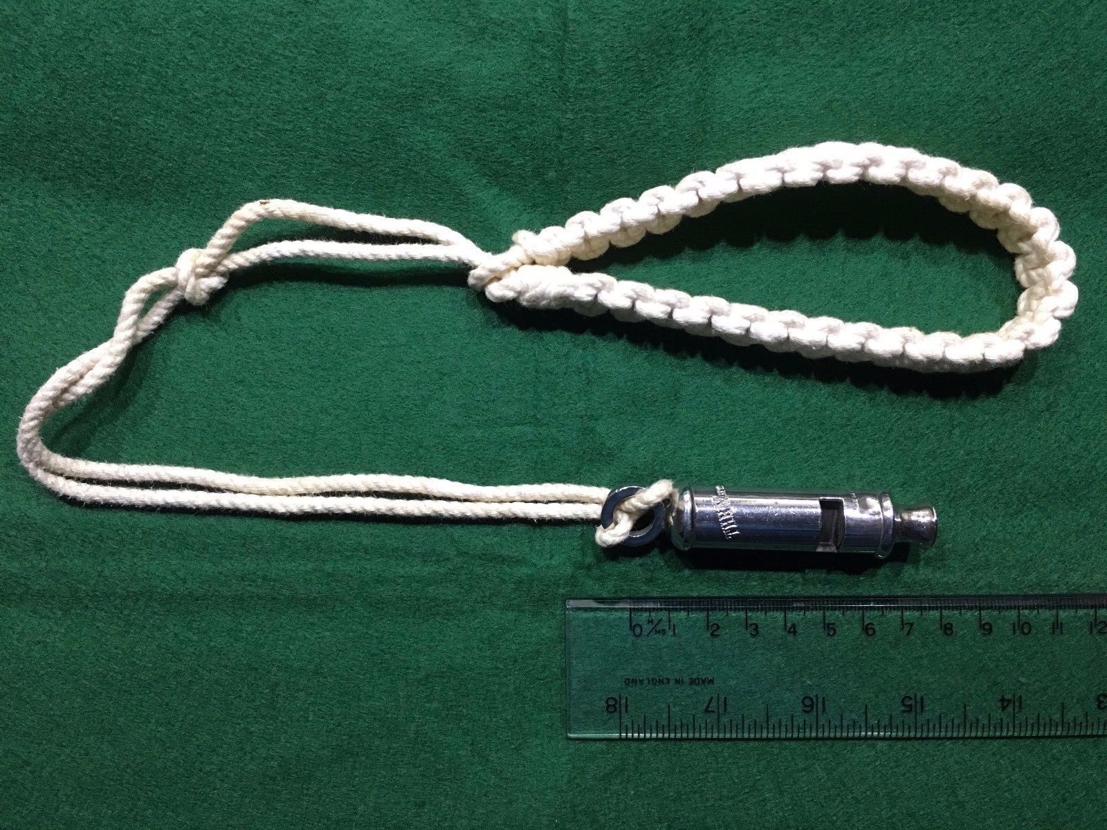 Vintage "The Metropolitan" Police Whistle on Boy Scouts Plaited Cord Lanyard.