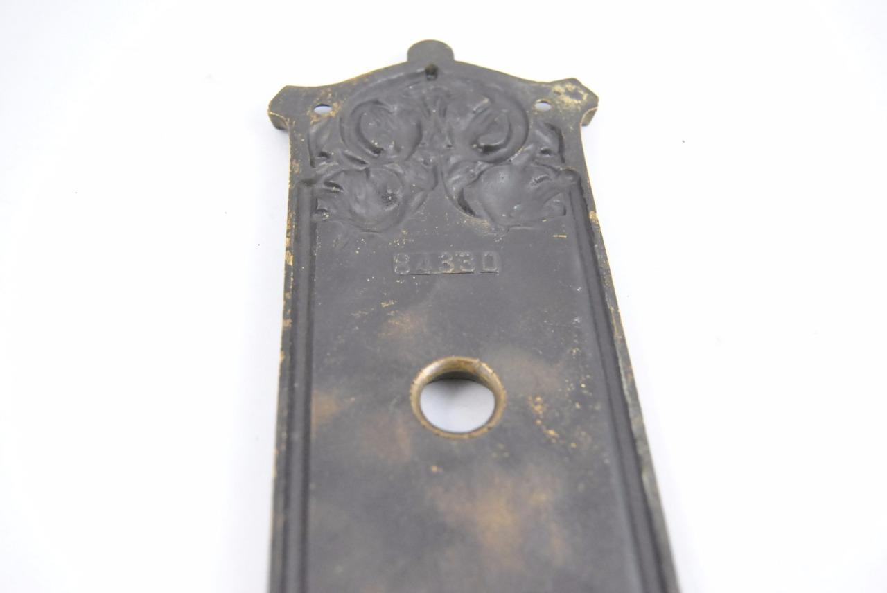 Antique Art Nouveau Cast Brass Door Backplate and Handle / Knob #84330