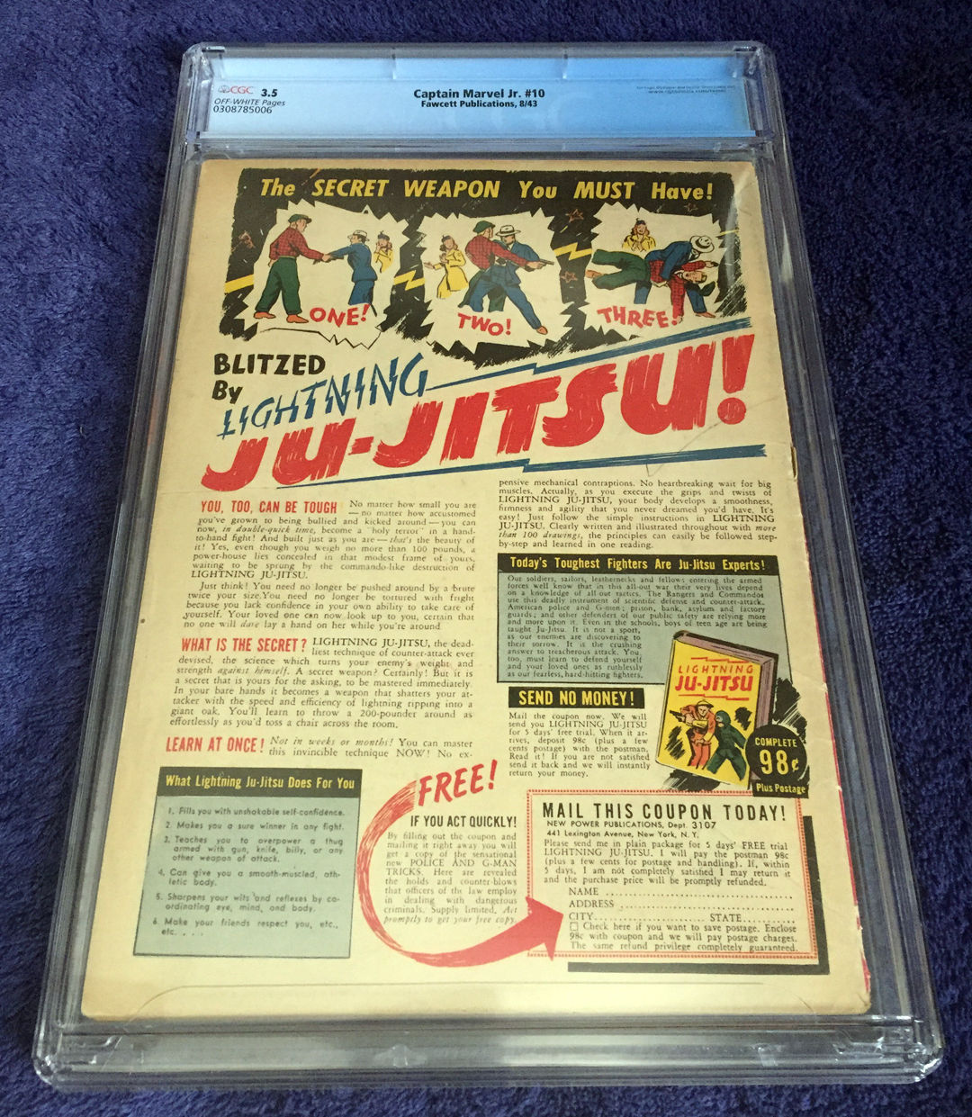 Captain Marvel Jr. #10  CGC 3.5 VG-  Famous 1943 Adolf Hitler Cover and Story!