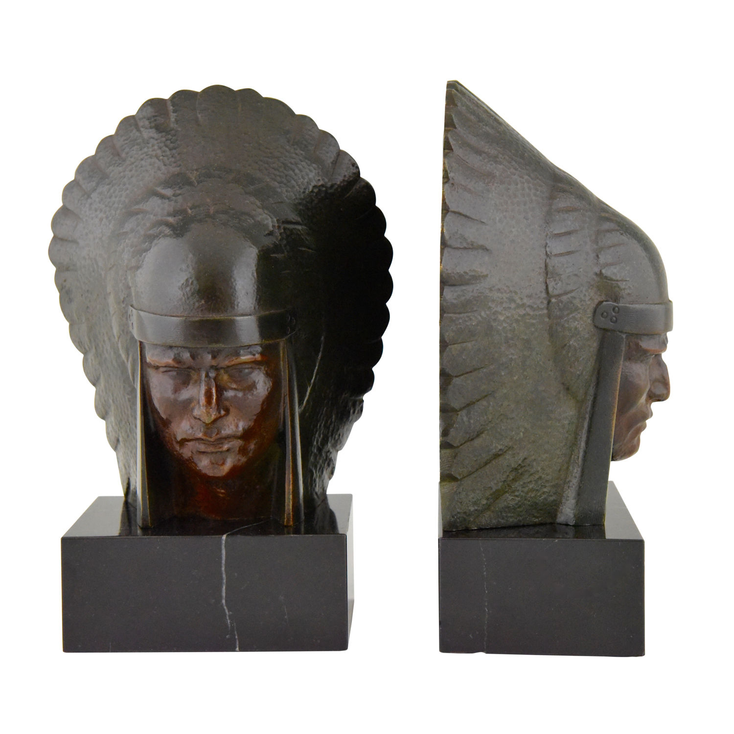 French Art Deco bronze Indian bookends Georges Garreau, 1930 original