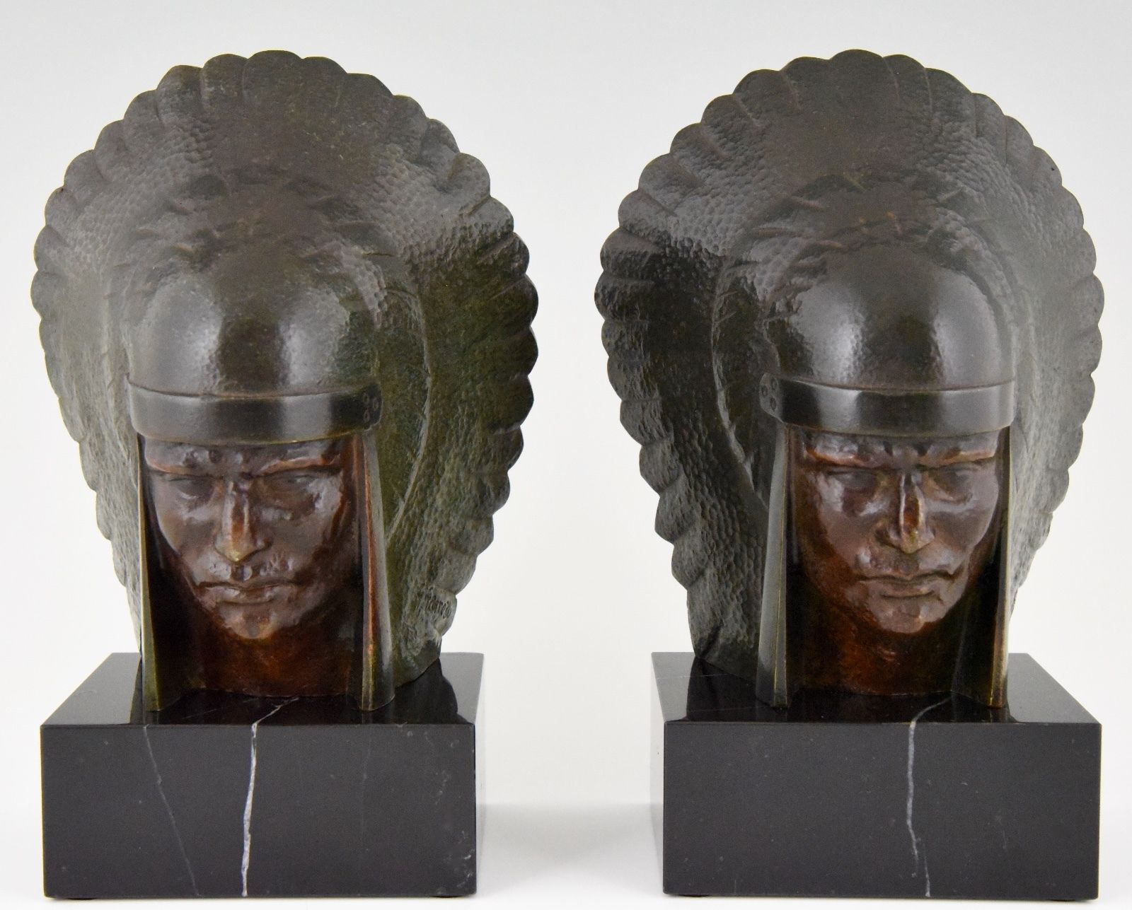 French Art Deco bronze Indian bookends Georges Garreau, 1930 original