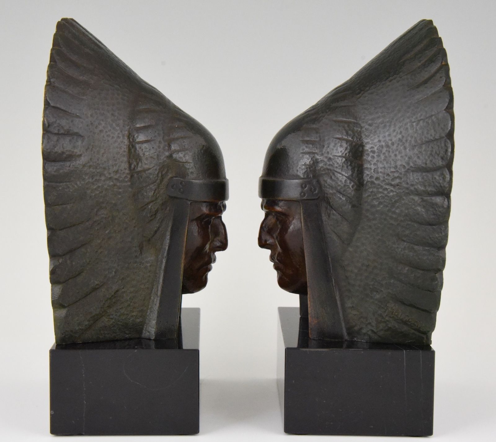 French Art Deco bronze Indian bookends Georges Garreau, 1930 original