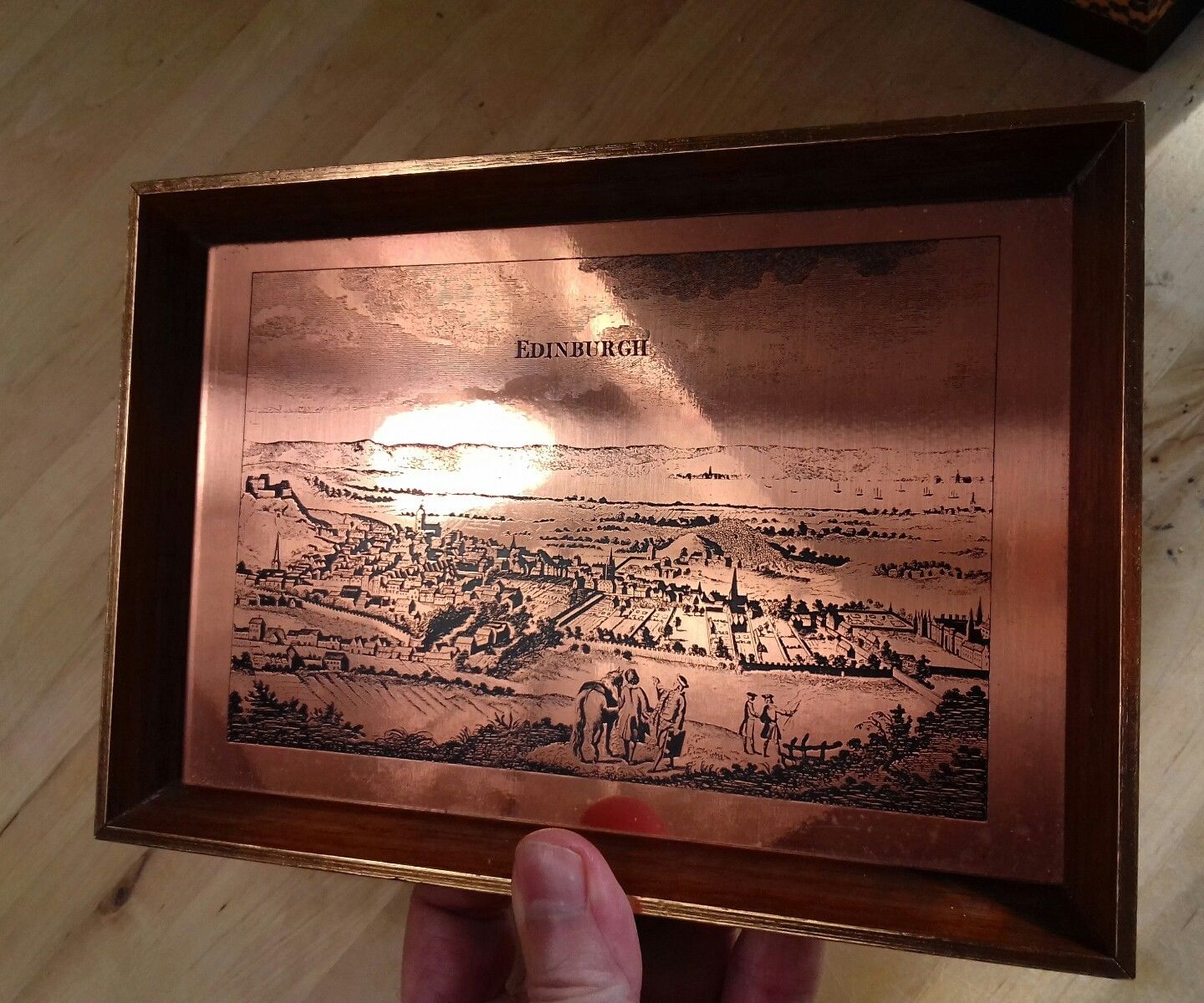 small framed copper etching  picture Edinburgh