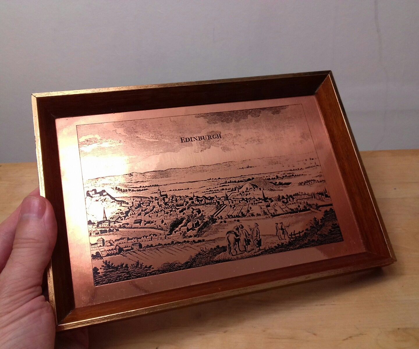 small framed copper etching  picture Edinburgh