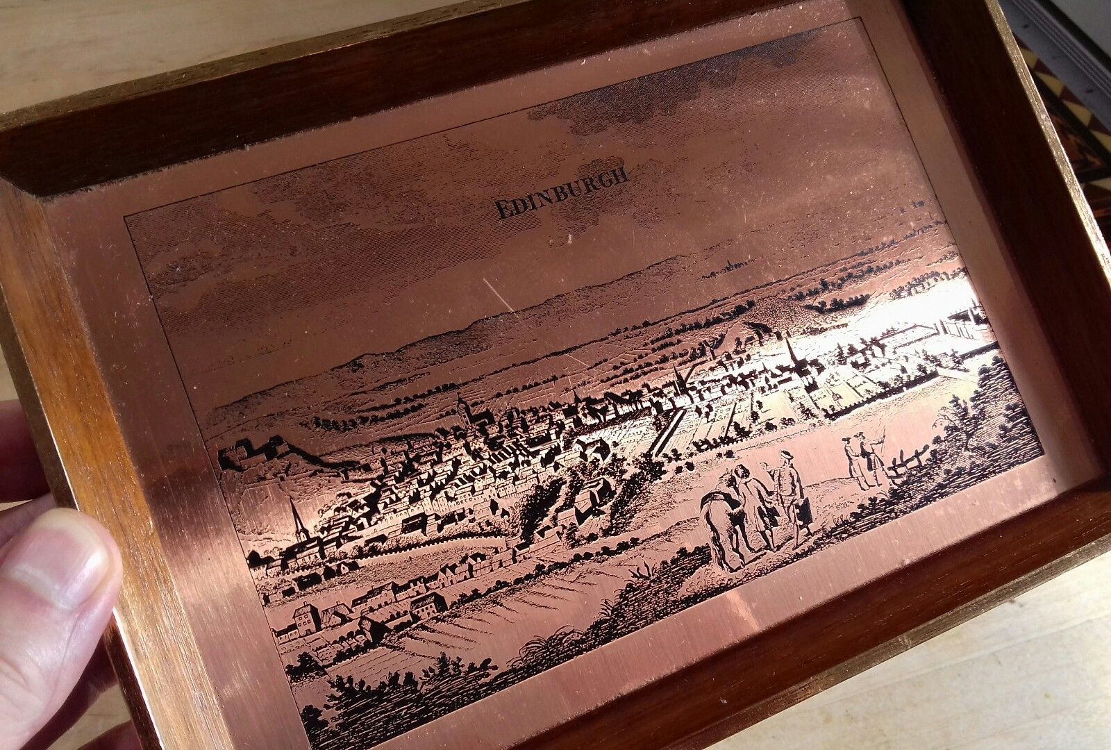 small framed copper etching  picture Edinburgh