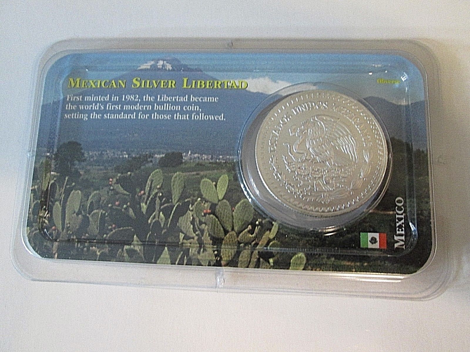 1993 1 oz Mexican Libertad .999 Fine Silver Littleton Coin Company Showpak