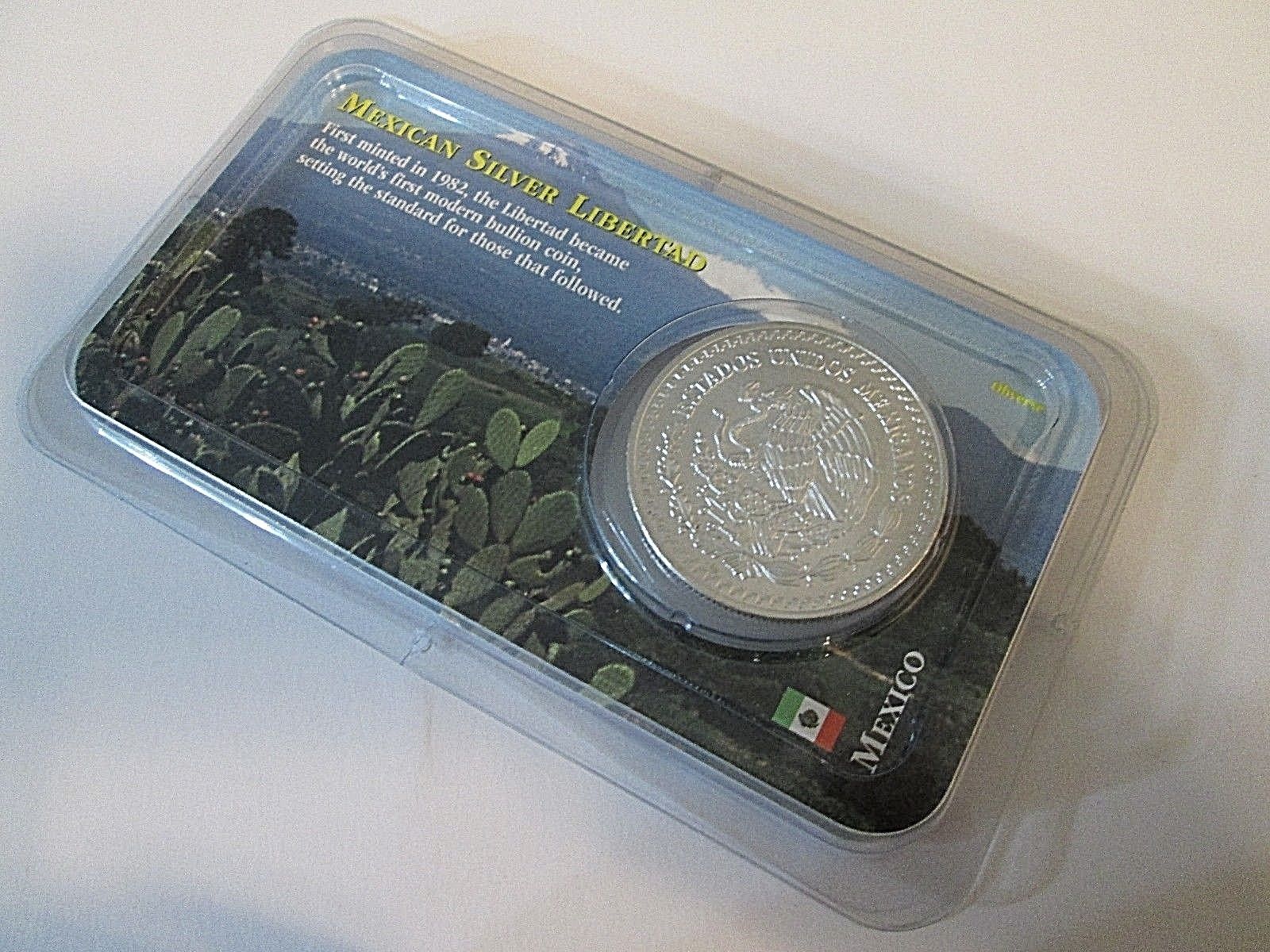 1993 1 oz Mexican Libertad .999 Fine Silver Littleton Coin Company Showpak