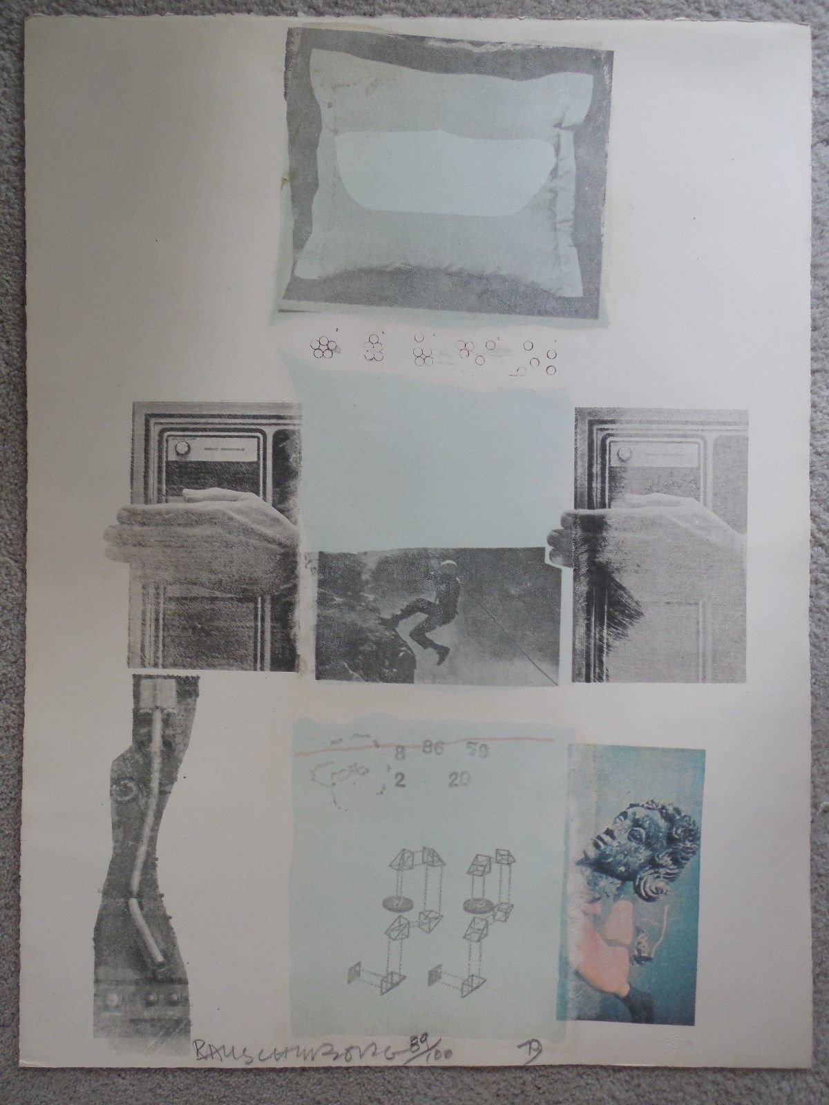 Robert Rauschenberg "2 Reasons Birds Sing" Screenprint & Collage Hand S&N  !!!