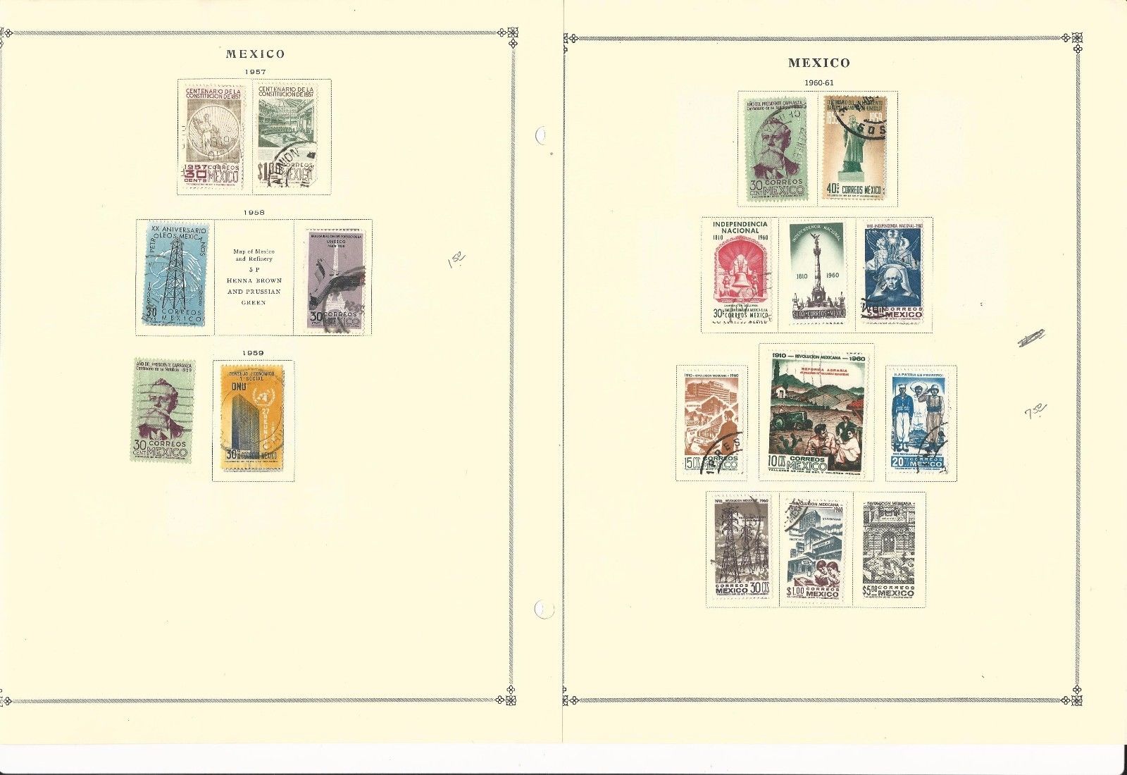 Mexico Collection 1950-1963 on 16 Scott International Pages