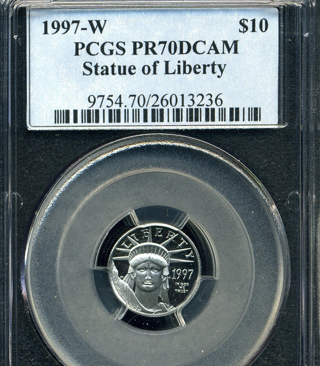 1997 W $10 1/10 OZ PROOF PLATINUM EAGLE PCGS PR70 DCAM