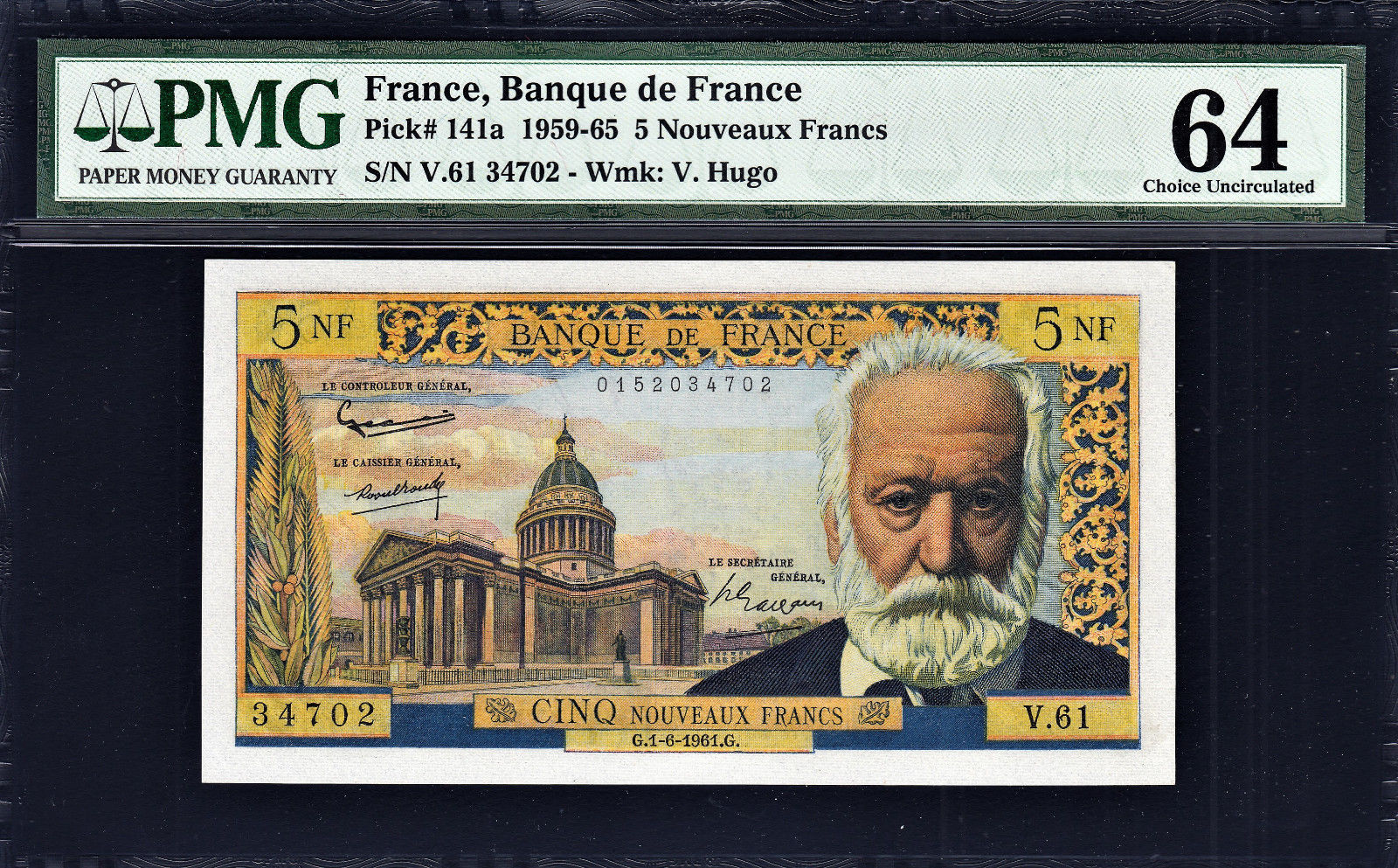 France 5 Francs 1-6-1961 Pick-141a Choice UNC PMG 64